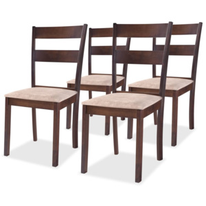 Jedálenské stoličky, 4 ks, kaučukové drevo, hnedé