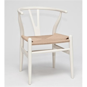 Jedálenská stolička Wicker inšpirovaná Wishbone biela