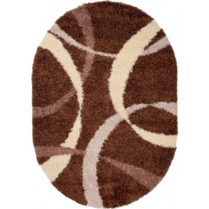 Kusový koberec Shaggy Basileo hnedý ovál, Velikosti 80x150cm