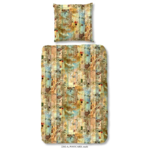 Obliečky na jednolôžko z bavlneného saténu Muller Textiels Good Morning Postcard, 140 × 200 cm