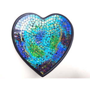 Misa modrá - zelená Srdce 33 cm