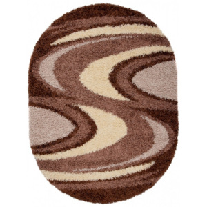 Kusový koberec Shaggy Giulia hnedý ovál, Velikosti 80x150cm