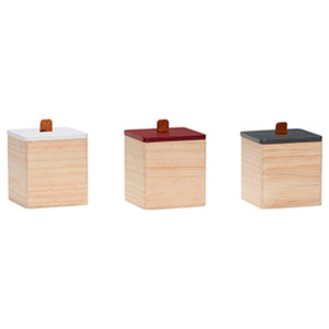 Sada 3 drevených dóz s vrchnákom Hübsch Storage Box