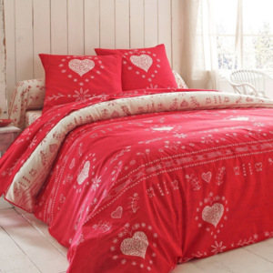 Blancheporte Postelná bielizeň Srdce, bavlna červená obliečka na vank. 65x65cm