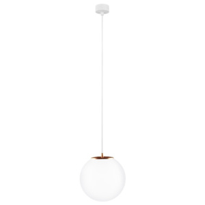 Biele stropné svietidlo s bielym káblom a detailom v medenej farbe Sotto Luce Tsuri, ∅ 25 cm