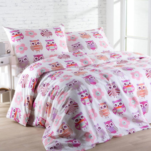 Detské krepové posteľné obliečky Hravé sovičky