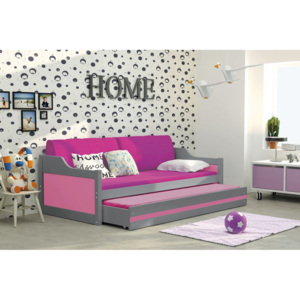 BMS Detská posteľ DAWID / SIVÁ 200x90 Farba: Ružová