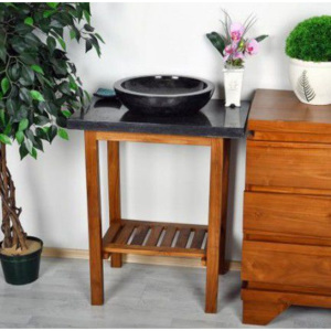 Kúpeľňový stolík pod umývadlo Diver - teakové drevo + mramorová doska