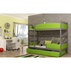 ArtAJ Detská poschodová posteľ Twist / sivá - MDF Farba: Sivá / zelená