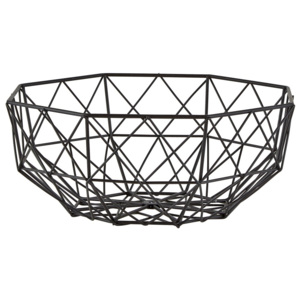 Čierny dekoračný košík KJ Collection Lines, ⌀ 23,5 cm