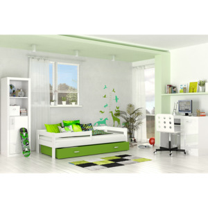 ArtAJ Detská posteľ Hugo 180 Farba: biela / zelená, Prevedenie: s matracom