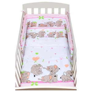 2-dielne posteľné obliečky New Baby 100/135 cm růžové so sloníky