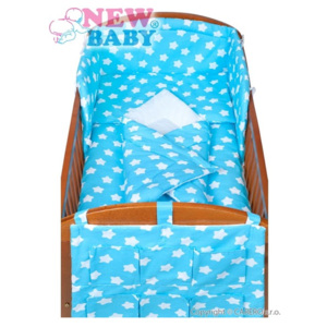 5-dielne posteľné obliečky New Baby 90/120 cm hviezdičky tyrkysové