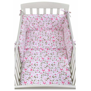 3-dielne posteľné obliečky New Baby 90/120 cm ružové motýle