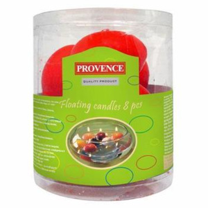 Provence Sviečky plávajúce 8 ks, červená, 4,3 x 2,8 cm