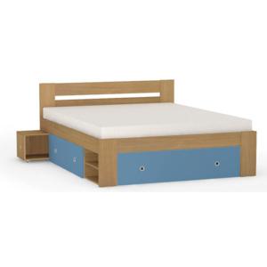 DREVONA09 Manželská posteľ 160 cm buk + modrá PowBlue LARISA