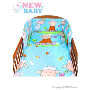 3-dielne posteľné obliečky New Baby 90/120 cm tyrkysové s ovečkou
