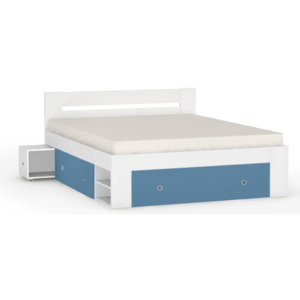 DREVONA09 Manželská posteľ biela + modrá PowBlue 160 cm LARISA