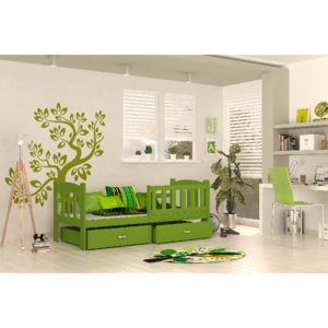 ArtAJ Detská posteľ Tedi (2 zásuvky) Farba: Zelená, Prevedenie: s matracom