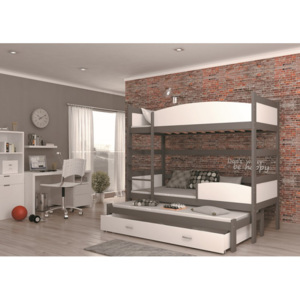 ArtAJ Detská poschodová posteľ Twist 3 / sivá Farba: Sivá / biela