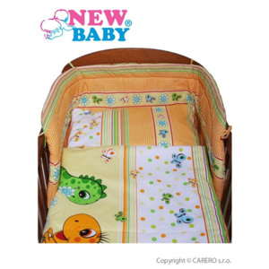 <p>3-dielne posteľnú obliečky New Baby 90/120 cm oranžové s dinom</p>
