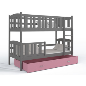 ArtAJ Detská poschodová posteľ Kubuš / s matracom Farba: sivá/ružová