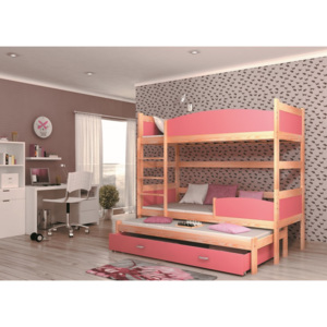 ArtAJ Detská poschodová posteľ Twist 3 / borovica Farba: Borovica / ružová