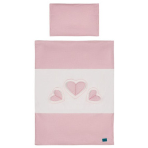 2-dielne posteľné obliečky Belisima Tri srdcia 90/120 bielo-ružové