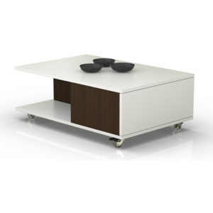 MAT-VIENNA biely mat + wenge, konferenčný stolík na kolieskach