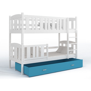 ArtAJ Detská poschodová posteľ Kubuš / s matracom Farba: biela / modrá