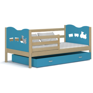 ArtAJ Detská posteľ Max P Max: borovica / modrá s matracom