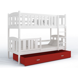 ArtAJ Detská poschodová posteľ Kubuš / s matracom Farba: biela / červená