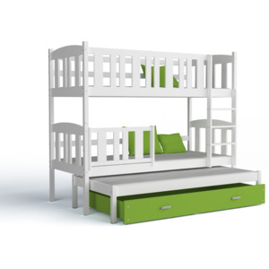 ArtAJ Detská poschodová posteľ Kubuš 3 Farba: biela / zelená