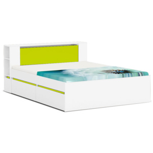 DREVONA09 Manželská posteľ biela/zelená 160 cm REA AMY