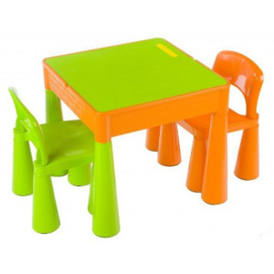 Detská sada stolček a dve stoličky oranžová
