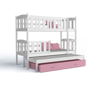 ArtAJ Detská poschodová posteľ Kubuš 3 Farba: biela / ružová
