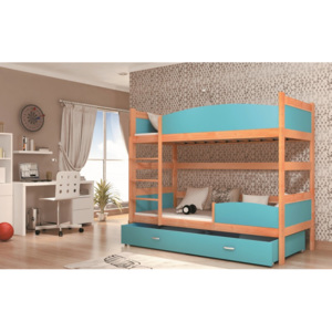 ArtAJ Detská poschodová posteľ Twist / jelša Farba: jelša / modrá