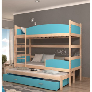 ArtAJ Detská poschodová posteľ Twist 3 / borovica Farba: Borovica / modrá