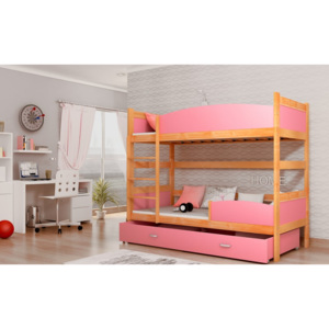 ArtAJ Detská poschodová posteľ Twist / jelša Farba: jelša / ružová