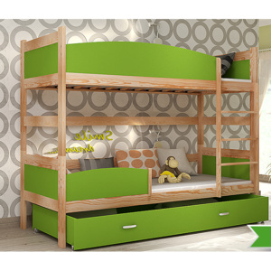 ArtAJ Detská poschodová posteľ Twist / borovica Farba: Borovica / zelená