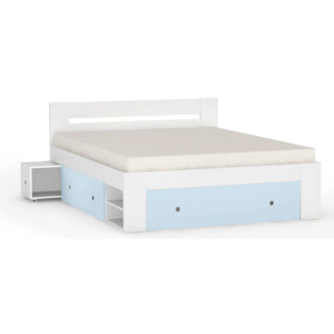 DREVONA09 Manželská posteľ biela + modrá IceBlue 160 cm LARISA
