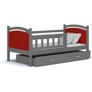 ArtAJ Detská posteľ Tami P / color Farba: sivá/červená, Prevedenie: s matracom