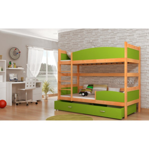ArtAJ Detská poschodová posteľ Twist / jelša Farba: jelša / zelená