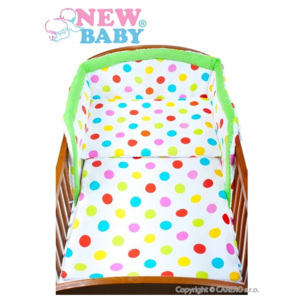3-dielné posteľné obliečky New Baby 100/135 cm zelená s bodkami