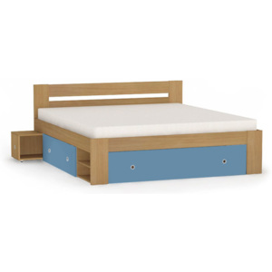 DREVONA09 Manželská posteľ 180 cm buk + modrá PowBlue REA LARISA