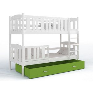 ArtAJ Detská poschodová posteľ Kubuš / s matracom Farba: biela / zelená