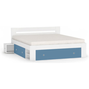 DREVONA09 Manželská posteľ biela + modrá PowBlue 180 cm LARISA
