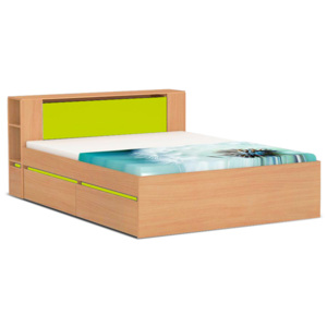DREVONA09 Manželská posteľ buk/zelená 160 cm REA AMY