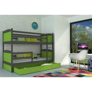 ArtAJ Detská poschodová posteľ Mateusz sivá Farba: sivá/zelená