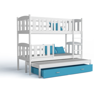 ArtAJ Detská poschodová posteľ Kubuš 3 Farba: biela / modrá